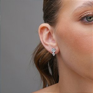 Brinco mini ear cuff zircônia ródio semijoia 24k05063