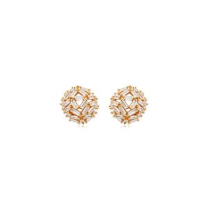 Brinco redondo zircônias ouro semijoia 24k06078