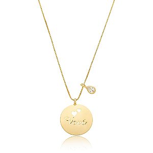 Colar vovó cristal ouro semijoia