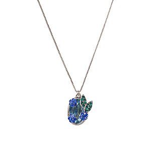 Colar Leticia Sarabia oval cristal aquamarine teal 9103