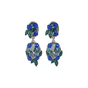 Brinco Leticia Sarabia oval cristal azul 9101