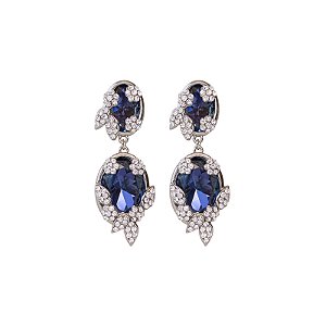 Brinco Leticia Sarabia oval cristal azul montana 9101