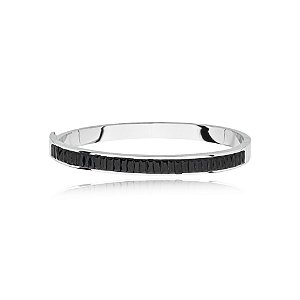 Bracelete zircônias baguetes preto aço inoxidável