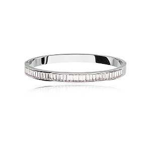 Bracelete zircônias baguetes rosa aço inoxidável