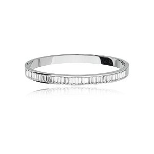 Bracelete zircônias baguetes cristal aço inoxidável