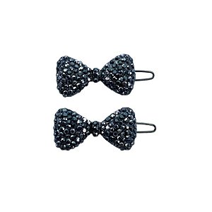 Presilha laço metal strass grafite par