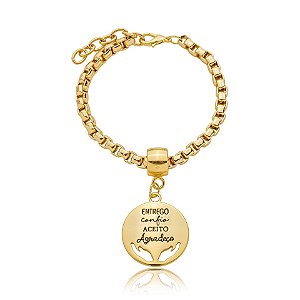 Pulseira mantra entrego confio ouro semijoia Z03