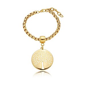 Pulseira árvore da vida ouro semijoia P892