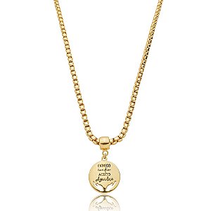 Colar mantra Entrego confio ouro semijoia