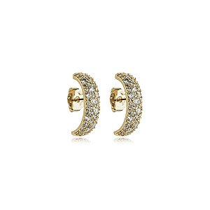 Brinco ear hook zircônias ouro semijoia CH 40