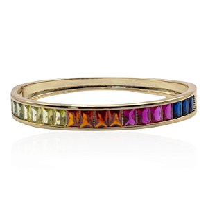 Bracelete zircônias coloridas ouro semijoia HY 237