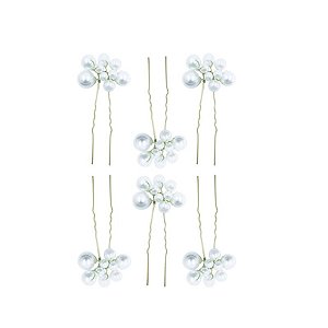 Kit grampos pérolas dourado 6 peças