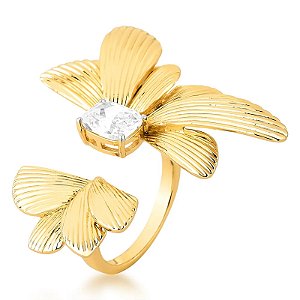 Anel flor ouro semijoia