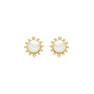 Brinco pérola shell ouro semijoia