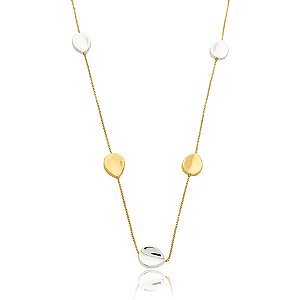Colar longo gotas ouro e ródio semijoia