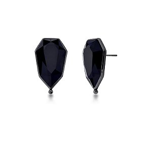 Brinco cristal preto ródio negro semijoia