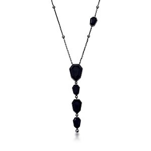 Colar cristais preto ródio negro semijoia