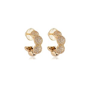 Brinco argolinha zircônia ouro semijoia E230711