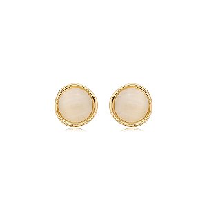 Brinco redondo olho de gato ouro semijoia EH00012