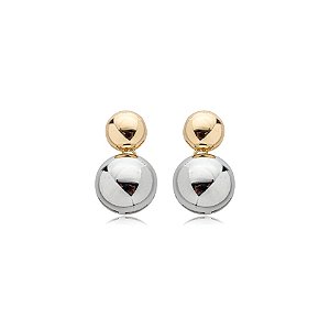 Brinco penduricalho ouro e ródio semijoia 24a03047
