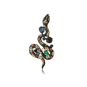 Broche serpente cristais ouro semijoia