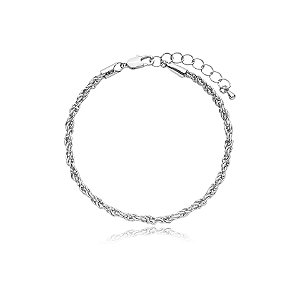 Pulseira cordão baiano ródio semijoia SL-240583
