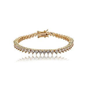 Pulseira zircônia ouro semijoia S1637