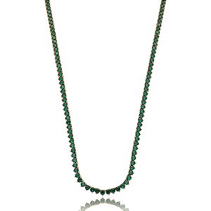 Colar zircônia verde ouro semijoia X1153