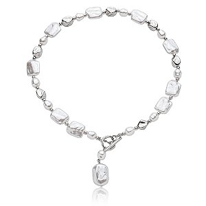 Colar pérola barroca ródio semijoia 4070