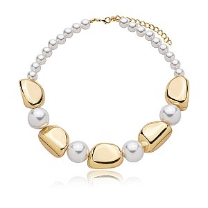 Colar pérolas ouro semijoia 4072