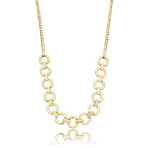 Colar choker elos redondos ouro semijoia