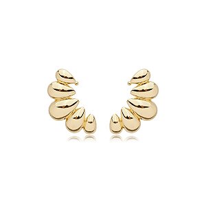 Brinco ear cuff gotas ouro semijoia