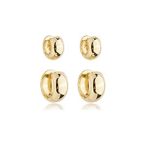 Kit 2 brincos argolinhas lisas ouro semijoia