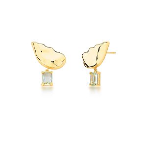 Brinco ear cuff cristal azul ouro semijoia