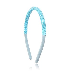 Tiara boleada vidrilho azul bebê