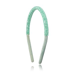 Tiara boleada vidrilho verde água