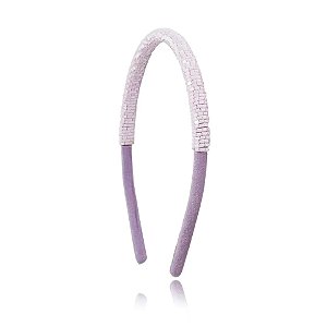Tiara boleada vidrilho lilás
