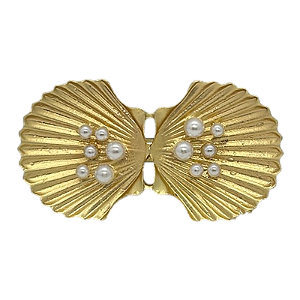 Presilha bico de pato metal concha pérola