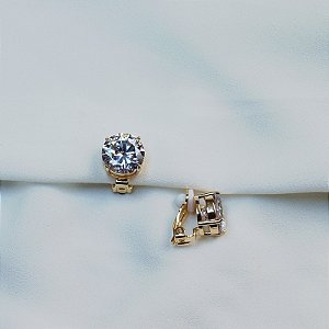 Brinco pressão ponto de luz g zircônia ouro semijoia 18k06001