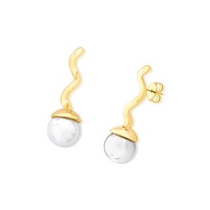 Brinco pérola shell ouro semijoia