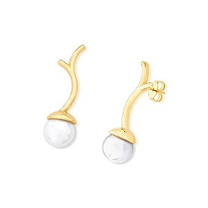 Brinco pérola shell ouro semijoia