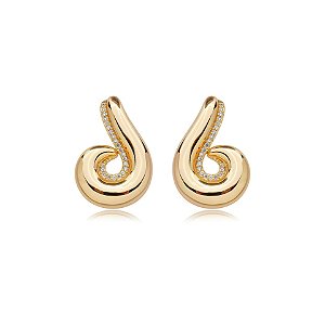 Brinco Elaine Palma curvado zircônia ouro semijoia