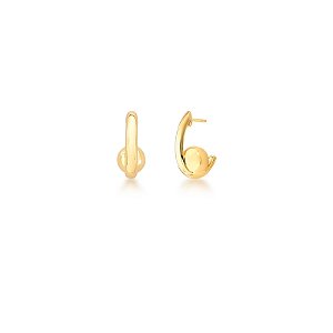 Brinco curvado esfera ouro semijoia