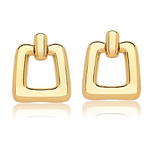 Brinco quadrado g ouro semijoia