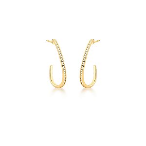 Brinco meia argola zircônia ouro semijoia