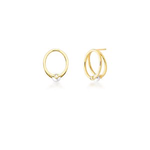 Brinco pérola shell ouro semijoia