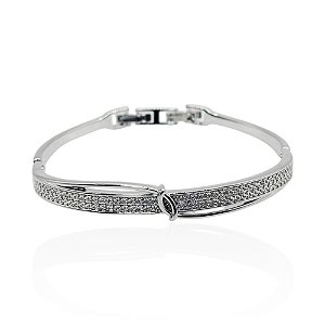 Bracelete zircônia ródio semijoia PU 1164