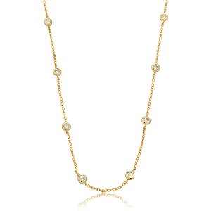 Colar curto cristais ouro semijoia XL 2451