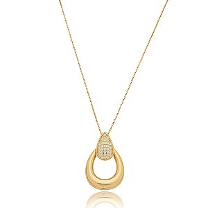 Colar gota zircônia ouro semijoia XL 1831