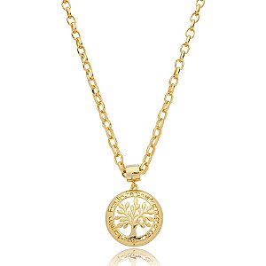 Colar árvore da vida ouro semijoia XL 2494